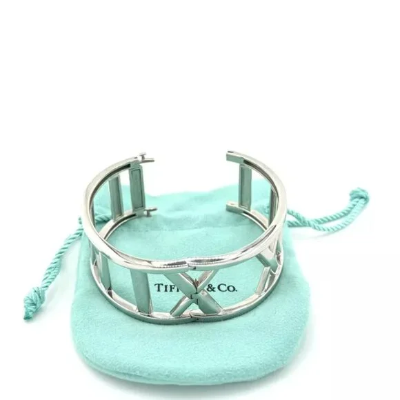 TIFFANY & CO Atlas 18K White Gold Wide Bangle Bracelet 81.4 grams 6.5" 30 mm